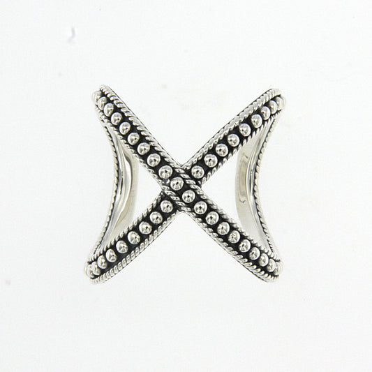 Beaded X design ring image 0