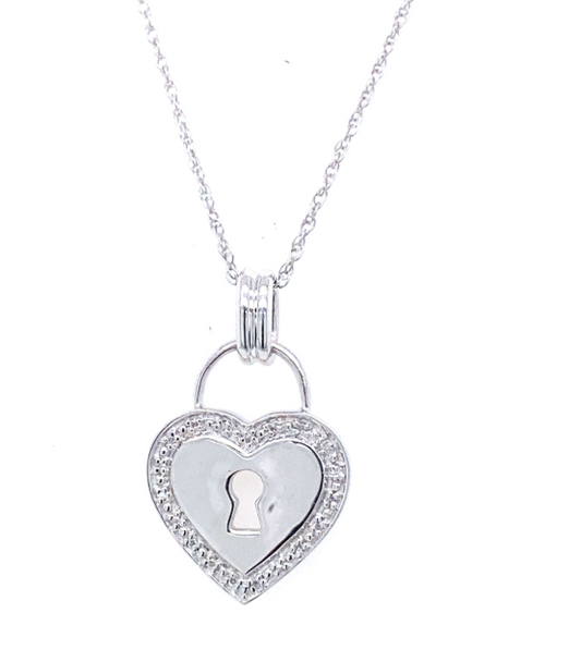 Silver and Diamond Heart Lock image 0