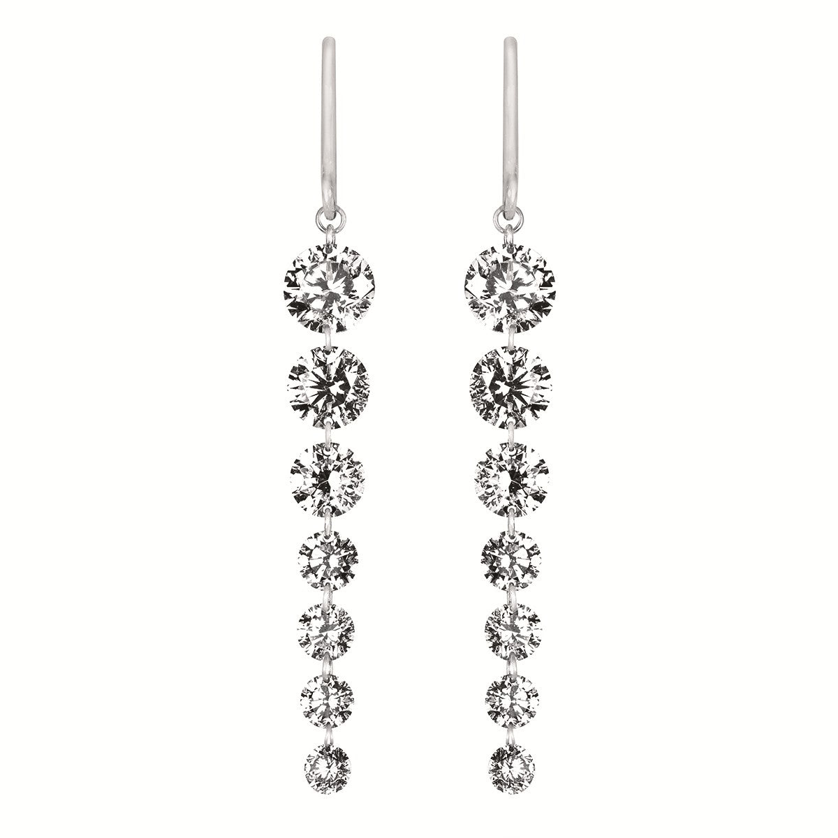 Mini 14kt White Gold Drilled Diamond Earrings