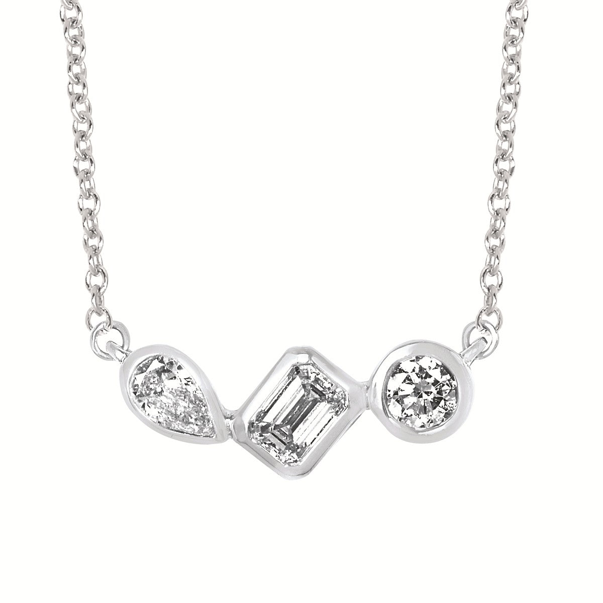 Sterling Silver and Lab Diamond Multi Shape Bar Pendant