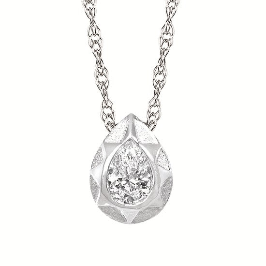 Sterling Silver and Lab Diamond Pear Shape Bezel