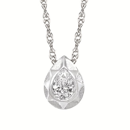 Sterling Silver and Lab Diamond Pear Shape Bezel
