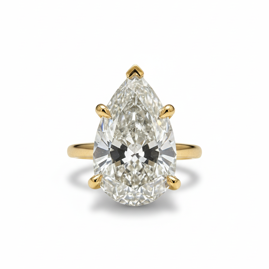 4ct Pear Shape Lab Diamond Solitaire Engagement Ring