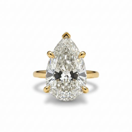 4ct Pear Shape Lab Diamond Solitaire Engagement Ring