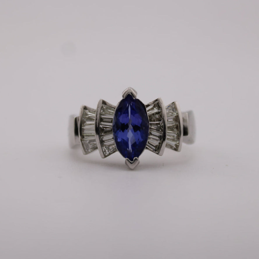 18kt White Gold Tanzanite & Diamond Dinner Ring