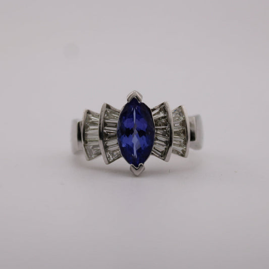 18kt White Gold Tanzanite & Diamond Dinner Ring