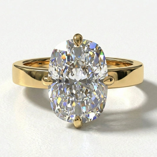 5ct Elongated Cushion Lab Grown Diamond Compass Set Solitaire Engagement Ring