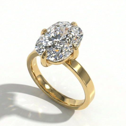 5ct Elongated Cushion Lab Grown Diamond Compass Set Solitaire Engagement Ring