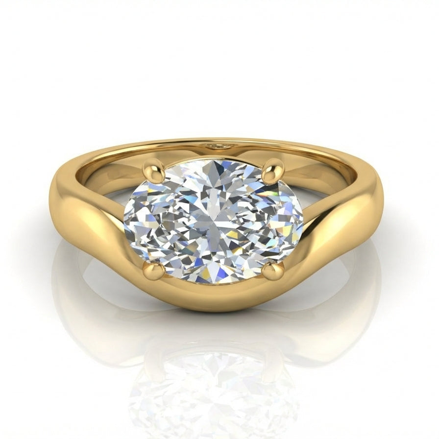 4ct Oval Cut Lab Grown Diamond East to West Set Engagement Ring