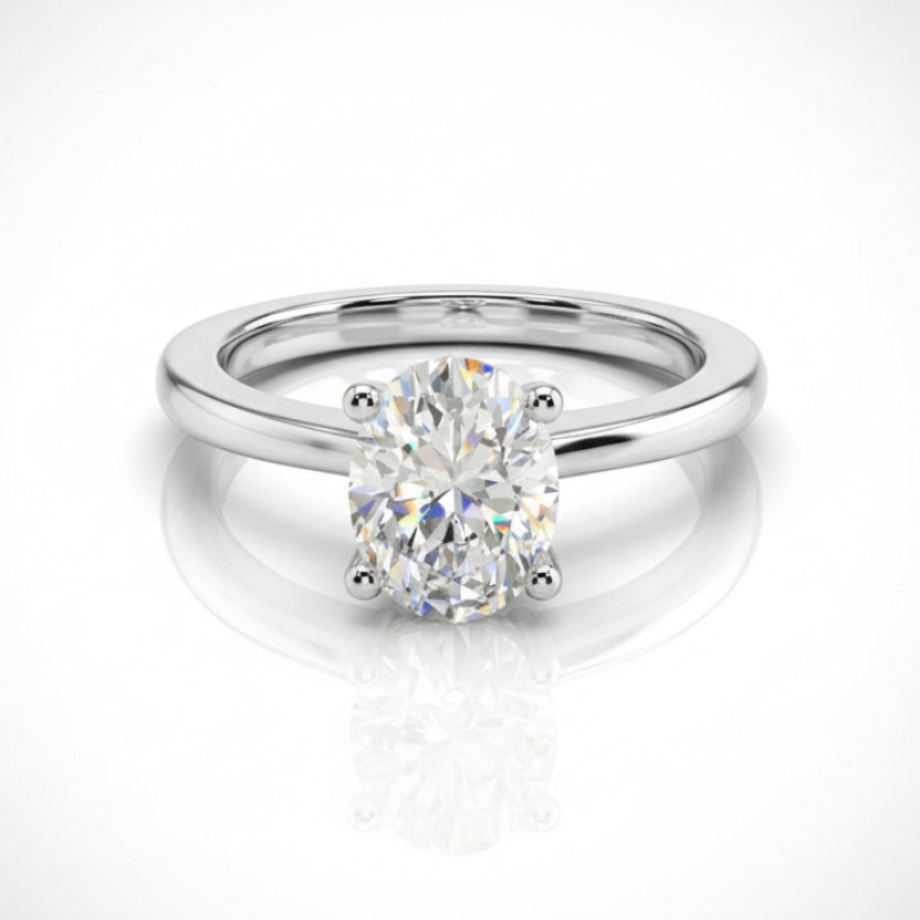 2ct Lab Grown Oval Solitare With a Hidden Halo