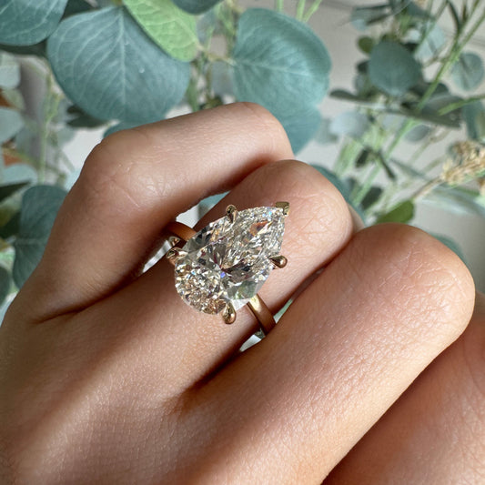 4ct Pear Shape Lab Diamond Solitaire Engagement Ring