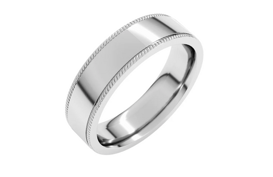 14kt 6 mm Rope Edge Comfort-Fit Flat Band