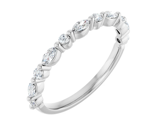 Marquise and Round Diamond Band Lab grown