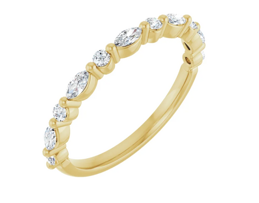 Marquise and Round Diamond Band Lab grown