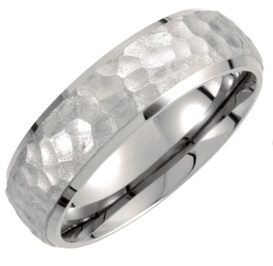 Titanium Beveled Edge Hammered Band