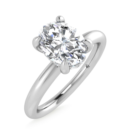 2ct Lab Grown Oval Solitare With a Hidden Halo