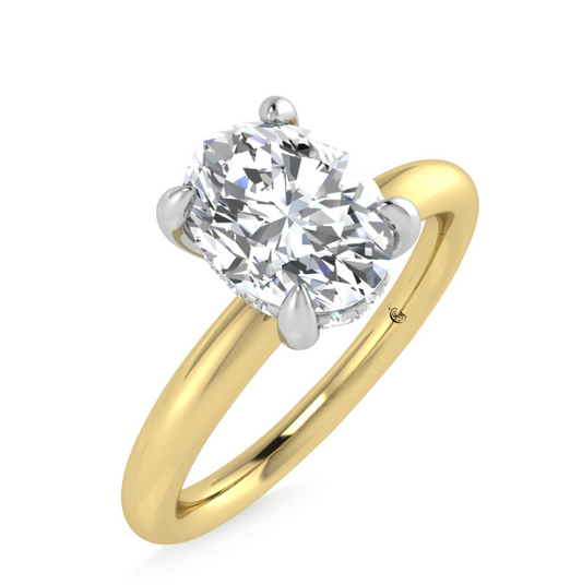 2ct Lab Grown Oval Solitare With a Hidden Halo