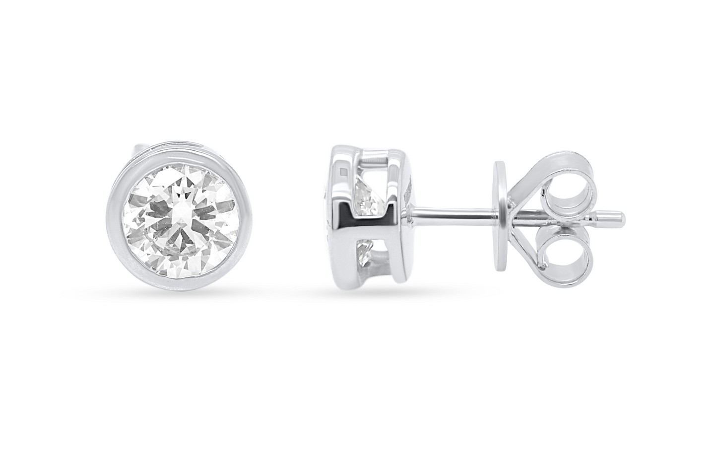 Round Cut Lab Grown Bezel Studs