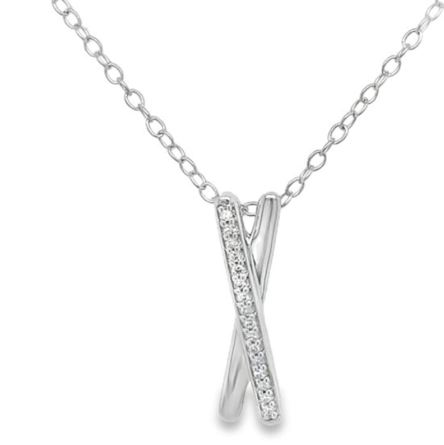 Silver and Diamond X Pendant image 0