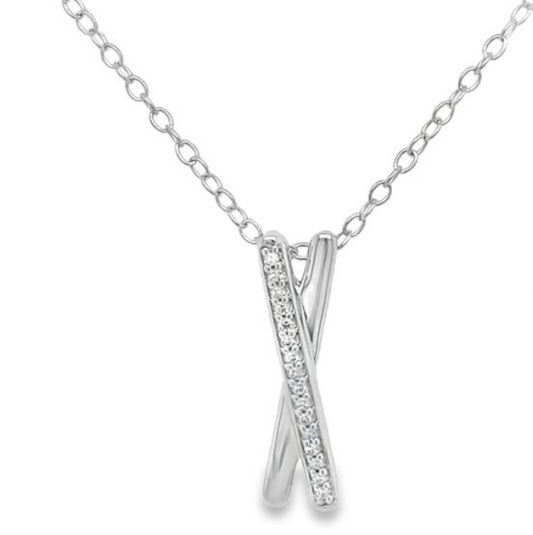 Silver and Diamond X Pendant image 0