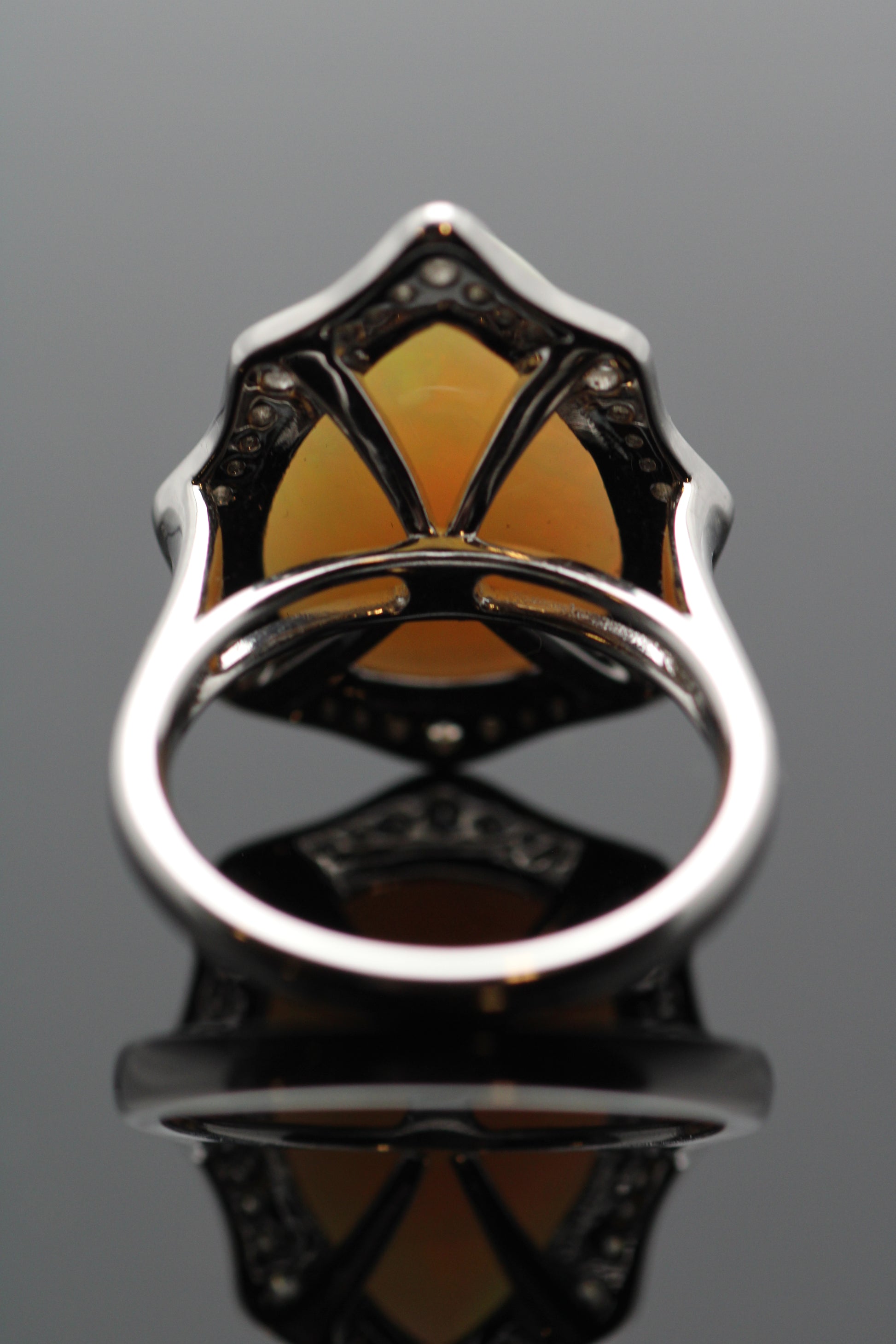 14kt White Gold 11.98ct Ethiopian Opal .44ctw Diamond Cocktail Ring image 4