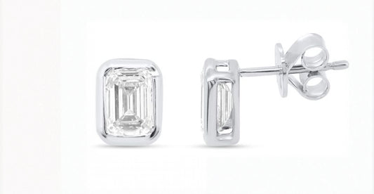 2ctw  Lab Grown Emerald Cut Bezel Earrings image 0