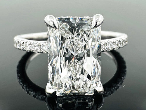 3ct Lab Grown Radiant & French Pave Engagement Ring